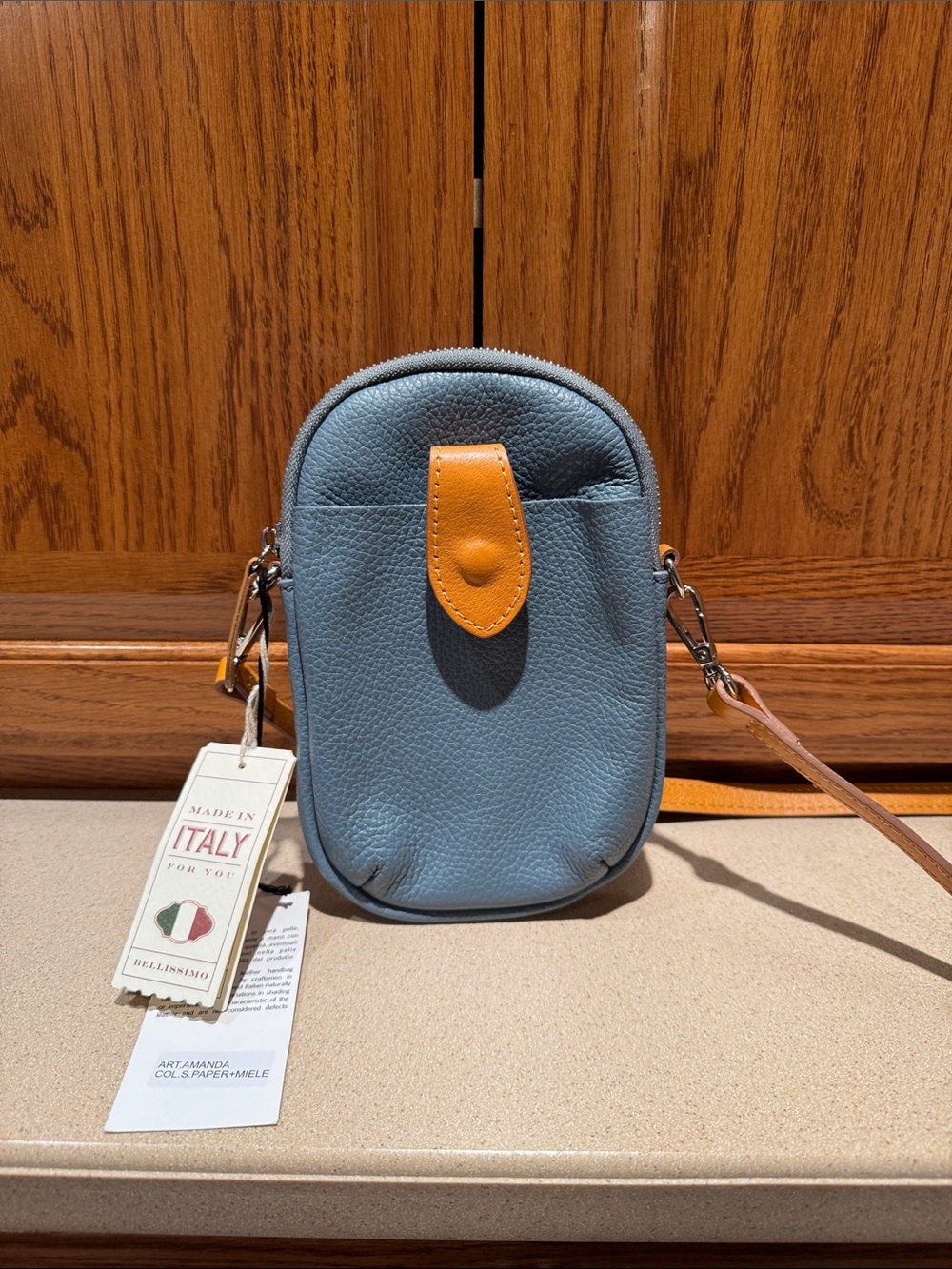 NWT Divina Firenze Blue Genuine Leather Handbag